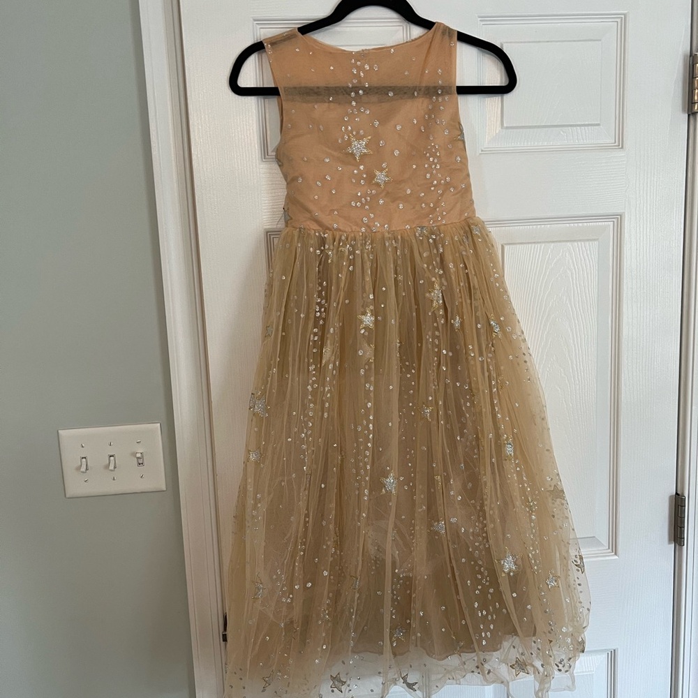 Cream Sequin Embellished Sleeveless Gown